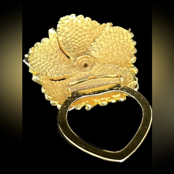 Vintage LIEBA USA GOLD TONE Scarf Dress CLIP FLOWER floral - Picture 2 of 12